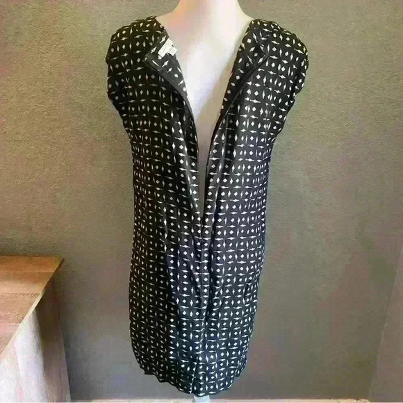J. Jill Linen Geometric Print Shift Dress Capsleeve XS - Picture 6 of 10